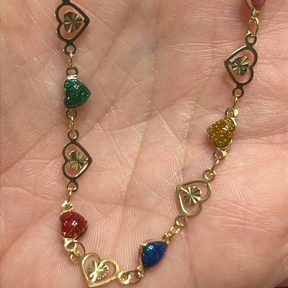 Gold Tone Rainbow Heart  Belly Chain / Convertible Necklace Adj Waist Jewelry - Picture 4 of 7